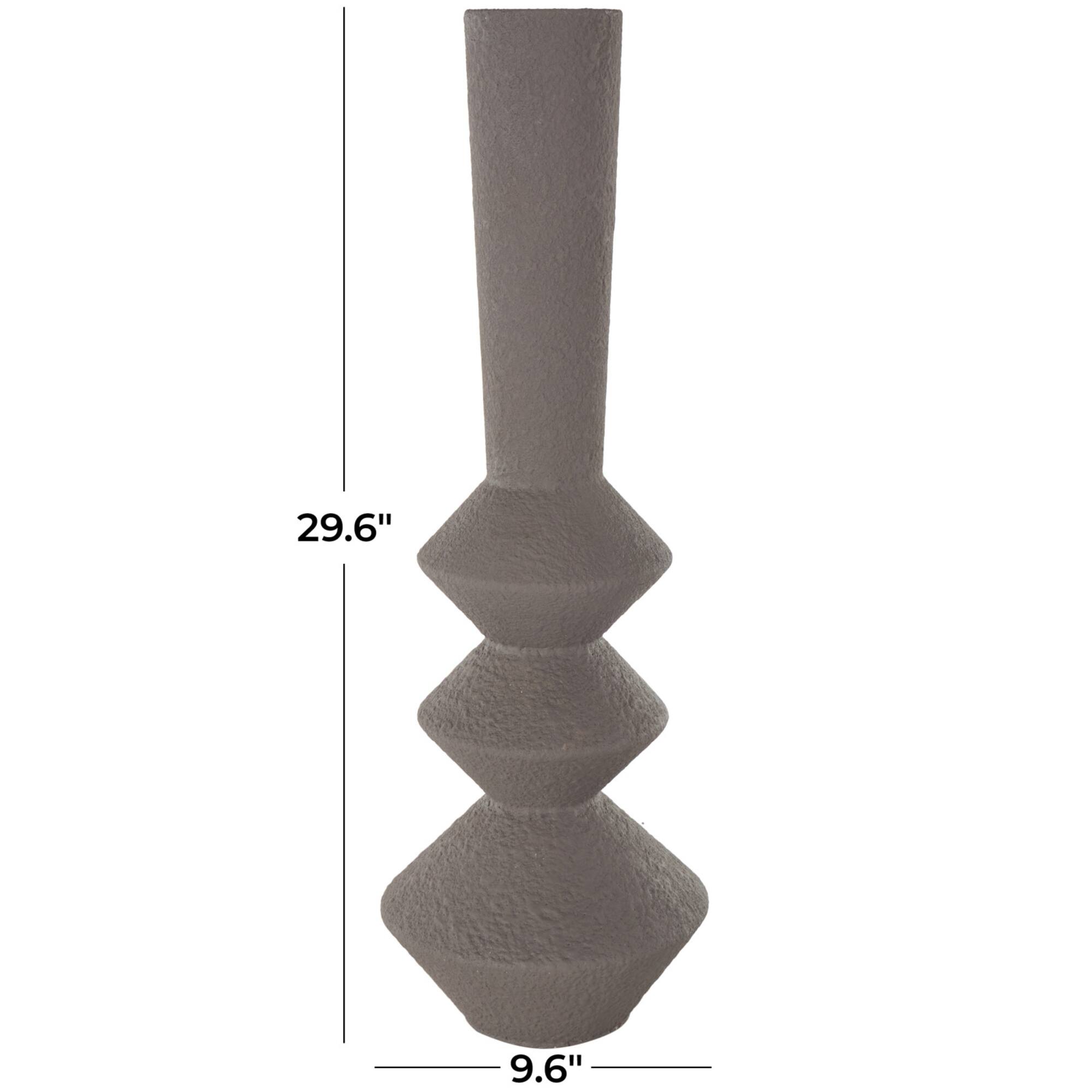 30" Dark Gray Metal Art Deco Style Vase